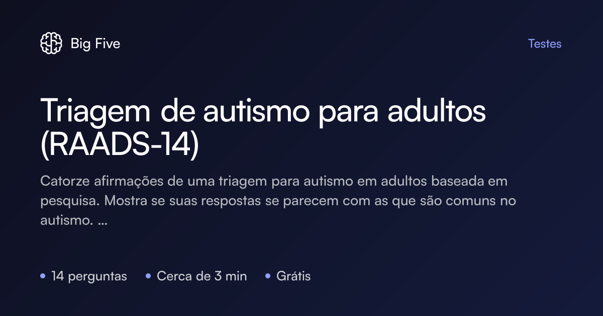 Teste de autismo para adultos: RAADS-14 (gratuito, 14 perguntas ...