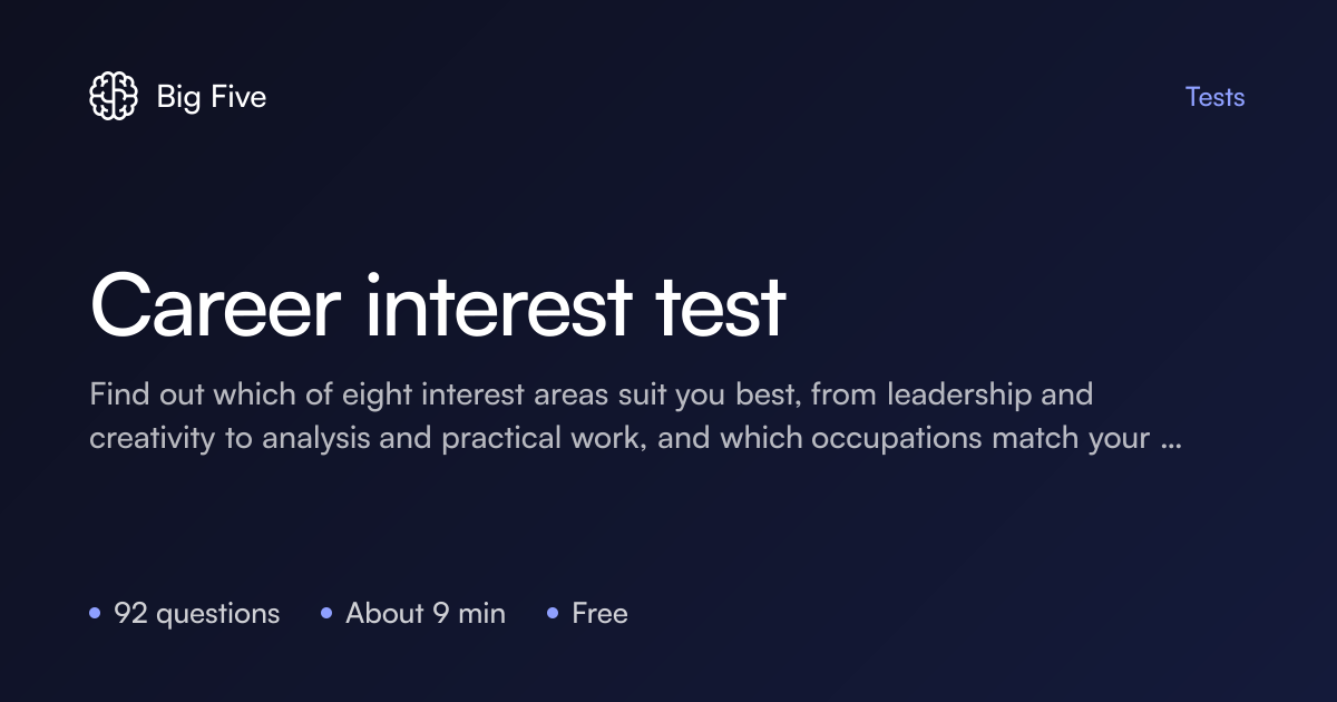 Free Career Interest Test – Big Five Personality Test
