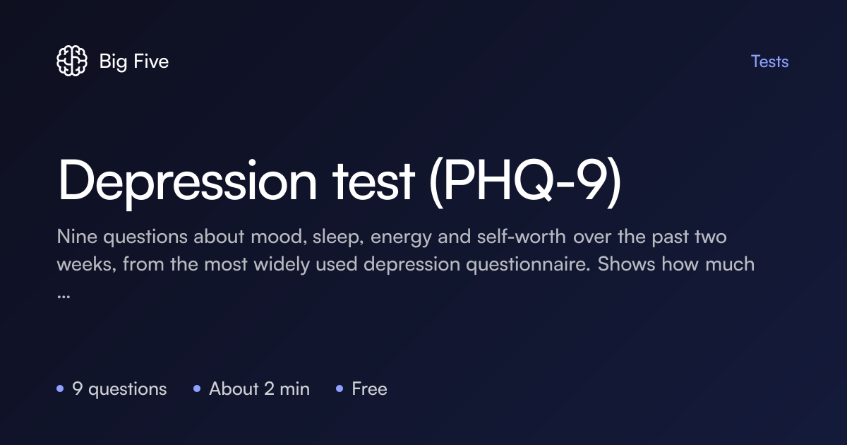 Depression test: PHQ-9 (free, 9 questions)